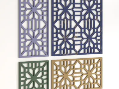 Arabic Islamic pattern wood decorative plaster 3D model 4