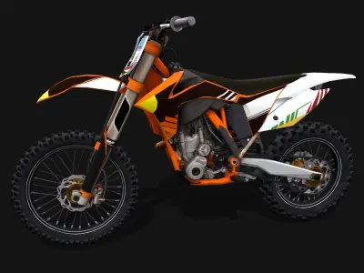 Motorcycle 3 orange and dirt bike Low-poly 3D model