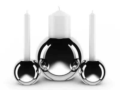 Chrome Candlesticks 3D model