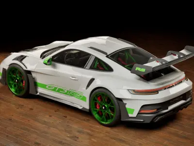 Porsche 911 992 GT3 RS Python Green Low-poly 3D model