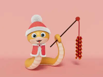 Rigged Cartoon Snake 3D model