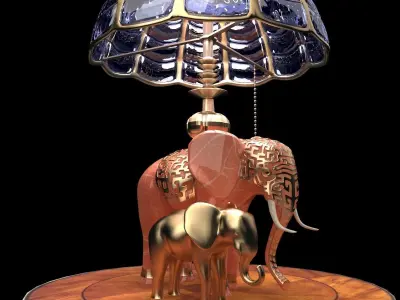 Chnese display stand with elephant lamp 3D model