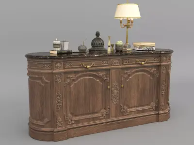 Classic European style Sideboard and Decoration 7 3D model
