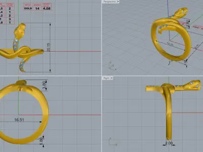 snake ring 3D print model