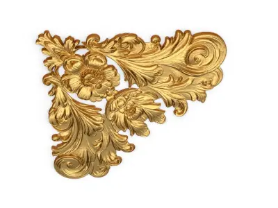 Classic carved corner decor ornament 377 3D model