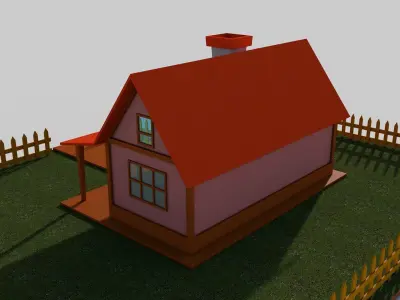 Cartoon House Low-poly 3D model