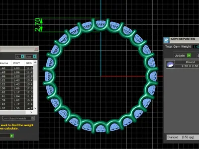 U Shaped Eternity Ring 2 point 5 mm stone size swiss 14 and EU54 3D print model