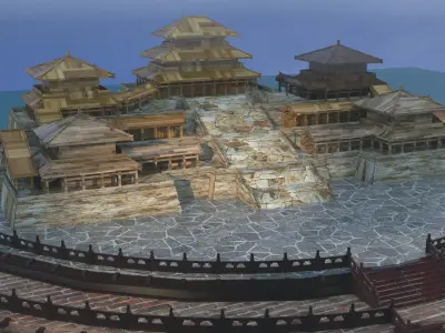Chinese palace house  Low-poly 3D model