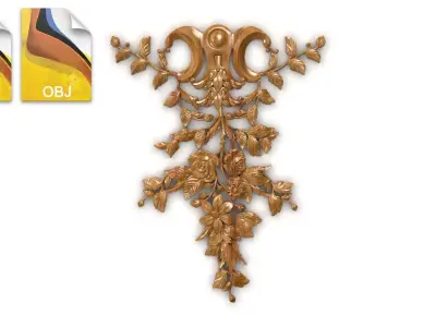 Carved decor rose vertical 005 3dprin 3D model 3D model