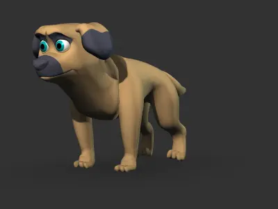 Dog cartoon  Low-poly 3D model