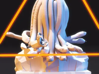 Medusa Sculpture Low Poly  Low-poly 3D model