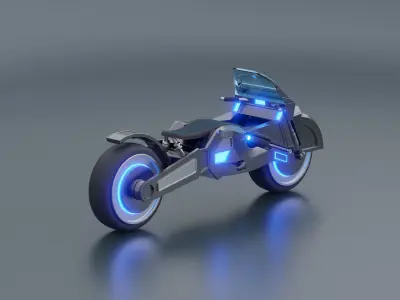 Motorcycle futuristic with lights Low-poly 3D model