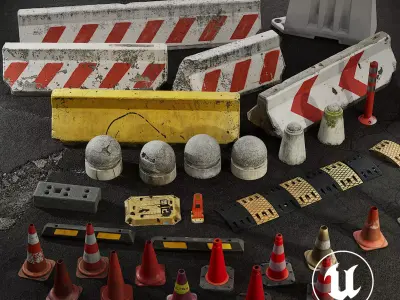 Scanned Traffic Props Vol 1 Low-poly 3D model