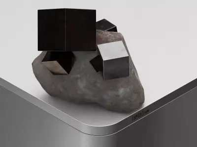 Cubic Metal Crystal Low-poly 3D model