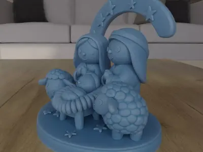 Cute Nativity Scene STL 3D Print Model Christmas Decor 3D print model