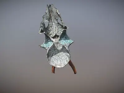 Photorealistic scanned skull with horns and markings  Low-poly 3D model