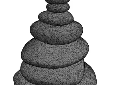 Zen Stone Stack Cairn Low-poly 3D model