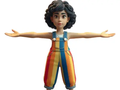 Colorful Overalls Character model pack Low-poly 3D model