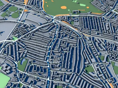 Brockwell Park London Victorian Park with Lido Gardens  3D model