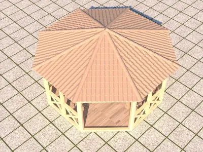 Alcove 3D wooden gazebo 3D model