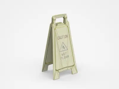 Yellow Warning Sign Barrier About Wet Floor 3D model