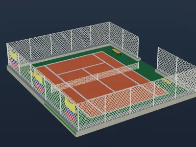 Tennis Court - Colombia Low-poly 3D model