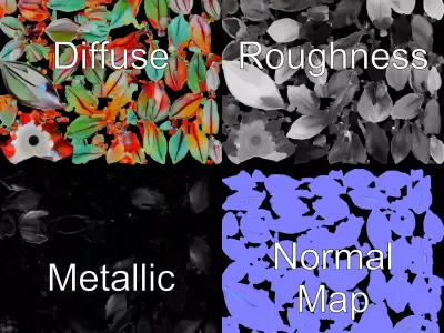 Rainbow Flora model pack Low-poly 3D model