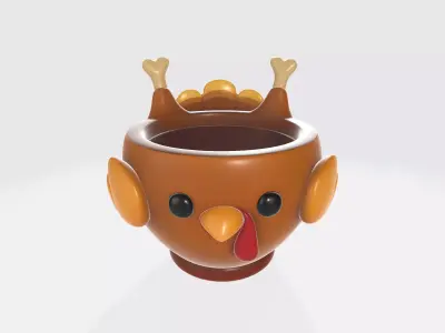 Cute Thanksgiving Turkey Bowl Adorable 3D Printed Turkey Cup 3D print model