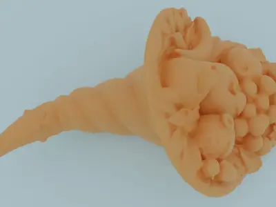 Cornucopia Horn of plenty high-poly 3D model