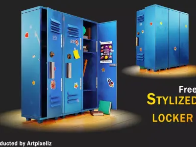 Stylized locker Free low-poly 3D model
