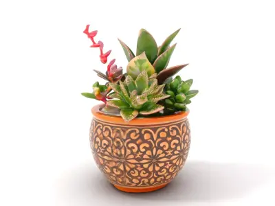 Ornate Terracotta Planter model pack Low-poly 3D model