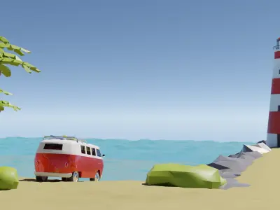 Tropical Beach Environment stylized asset low poly Low-poly 3D model