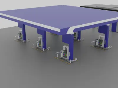 Gas Station Low-poly 3D model 2