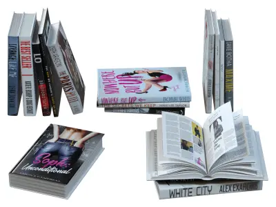 Book Set Sorted Low-poly 3D model