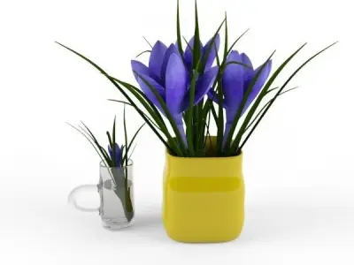 Crocus in vase 3D model