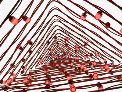 Wire Christmas Tree with LED Lights M1 3D model
