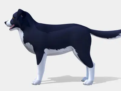 Cartoon Dog - Border Collie Low-poly 3D model