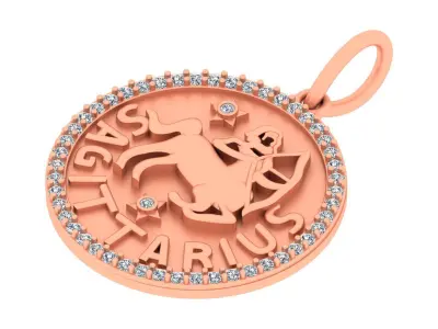 Sagittarius Zodiac Medallion Pendant  3D print model