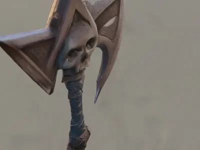 Skull Battle Axe Low-poly 3D model
