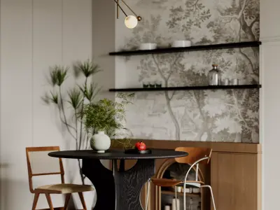 Luxury living room dining room interior scenes  01 3D model