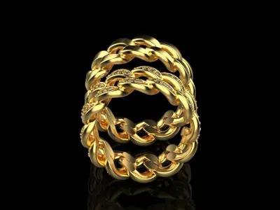 Cuban chain ring  Size 17  3D print model