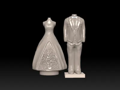 CANDLE MOLD BRIDE AND GROOM STATUE SHELF ART 3D print model