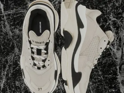 BALENCIAGA TRIPLE S 37 - BEIGE 3D SHOES Low-poly 3D model