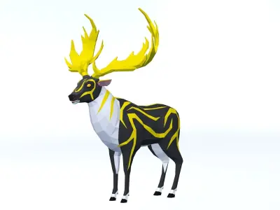 LowPoly Fantasy Deers pack Low-poly 3D model