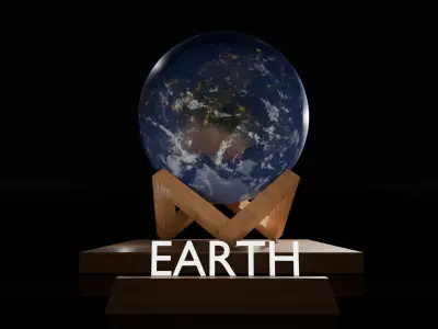 HOUSE DECORATION MOON AND EARTH Low-poly 3D model