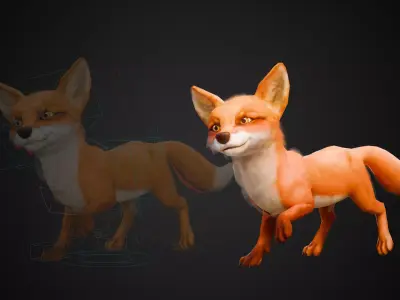 Fox Family Pack - Stylized Animated Game-Ready Characters Low-poly 3D model
