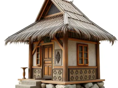Traditional Bamboo Hut model pack Low-poly 3D model