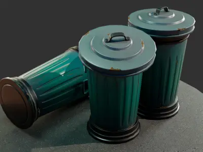 Stylized Trashcan 3D Model Collection