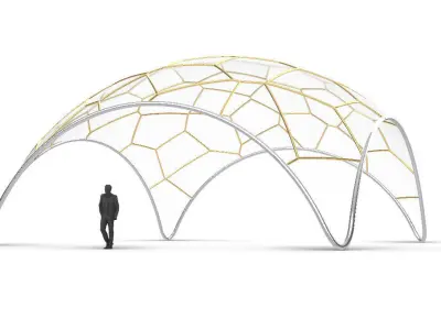 Voronoi Dome Wireframe Structure Stand Alone Pavilion v1 3D model