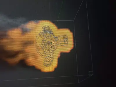 Monkey computer screen showing fire 3D model